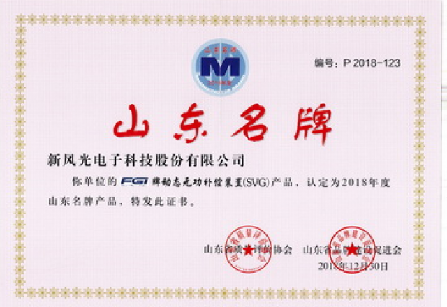 全讯官网：公司荣获“山东名牌”产品称号